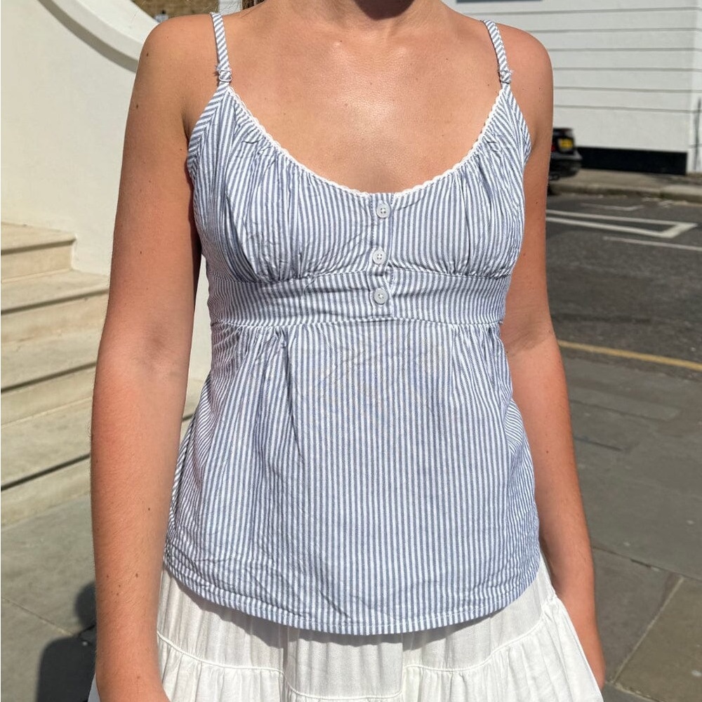 Brandy Melville Light Blue & White Striped Tank